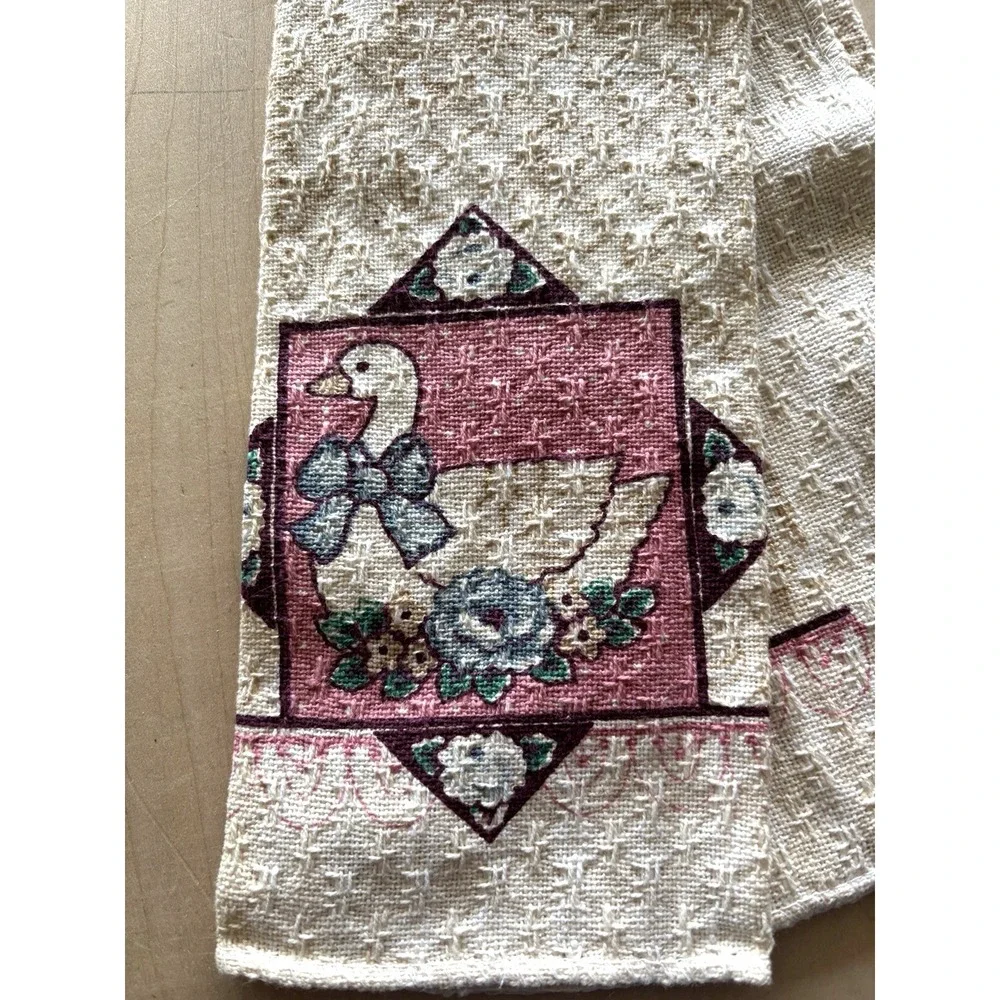 Vtg 1980s Franco Goose Dishcloth LOT of 2 NWT Cottage Granny Retro Pink Blue